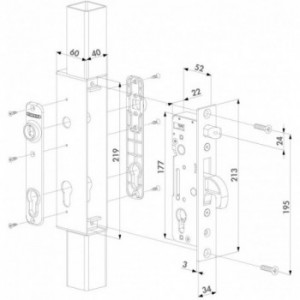 Serrure à encastrer Locinox pour coffre à souder -  pour profil de 60mm et plus - inox