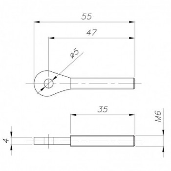 illet fixation chape - Filetage de 57mm à droite M8