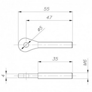 illet fixation chape - Filetage de 57mm à droite M8