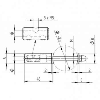 Tendeur droit pour câble Ø4mm - Standard- inox 316