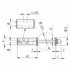 Tendeur droit pour câble Ø4mm - Standard- inox 316