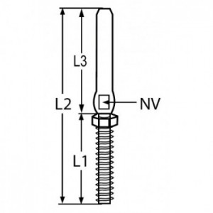 Terminaison  à sertir pour câble Ø4mm - Filetage à droite M6 - Inox 316