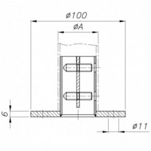 Embase ø100x6mm 4 trous ø11 pour tube ø48,3x2,0mm