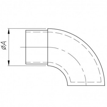 Embout main-courante courbé - 90° - plat pour tube ø33,7x2,0mm