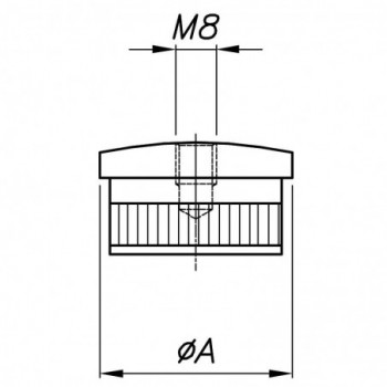 Embout bombé taraudé M8 pour tube ø33,7x2,0mm - A manchonner