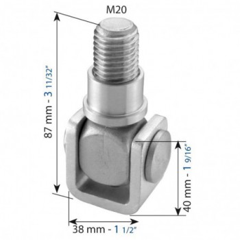 Gond Inox 316 avec étrier - réglable - taraudé M20