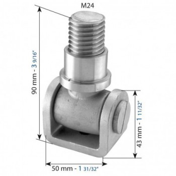 Gond Inox 316 avec étrier - réglable - taraudé M24