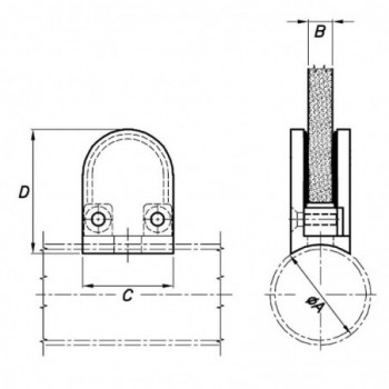 Pince avec téton de sécurité - 45X63x28 mm pour tube ø42,4mm -sans joint