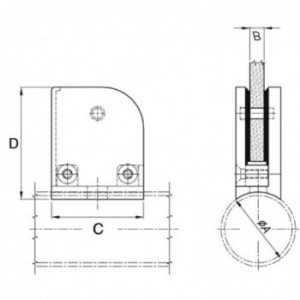 Pince avec téton de sécurité - 52x64mm pour tube ø42,4mm - épaisseur verre 8 à 10mm - Gauche