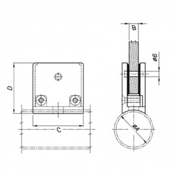 Pince avec téton de sécurité - 45x45x28 mm pour tube ø42,4mm -sans joint