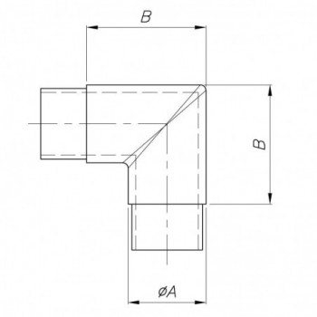 Raccord angle droit pour tube ø33,7x2mm - hauteur 55mm