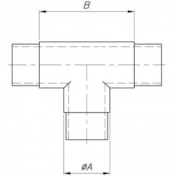 Raccord en T pour tube ø33,7x2,0mm - Hauteur 76mm