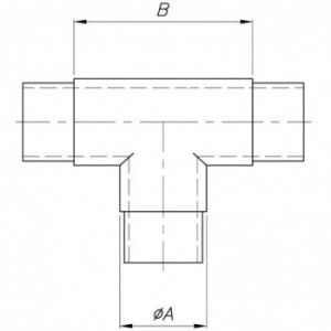 Raccord en T pour tube ø33,7x2,0mm - Hauteur 76mm