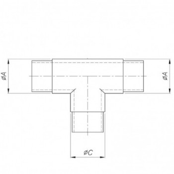 Raccord en T pour tube ø42,4x2,0mm et tube ø33,7x2,0mm