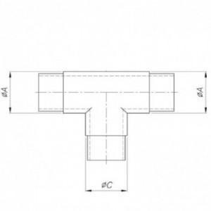 Raccord en T pour tube ø42,4x2,0mm et tube ø33,7x2,0mm