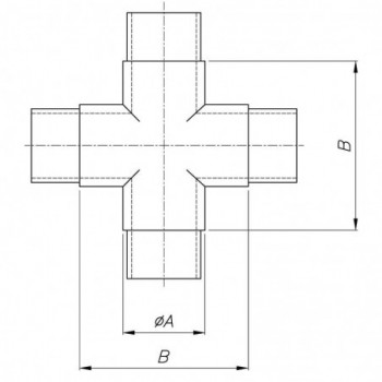 Raccord en Croix pour tube ø33,7x2,0mm - H75mm