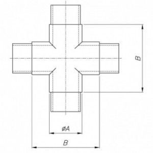 Raccord en Croix pour tube ø33,7x2,0mm - H75mm