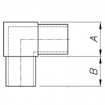 Raccord 90° pour tube carré 25x25x2,0mm