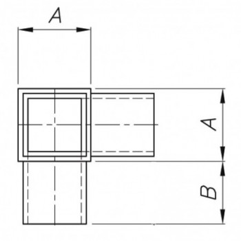 Raccord 3 départs pour tube carré 30x30x2,0mm