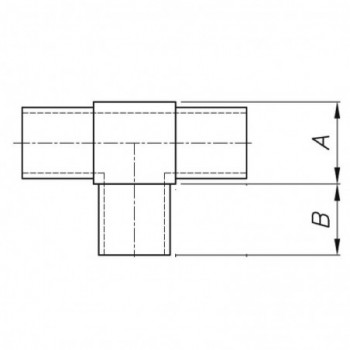 Raccord en T pour tube carré 25x25x2,0mm