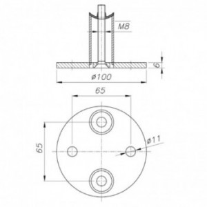 Support mural ø100x6mm pour tube ø42,4mm