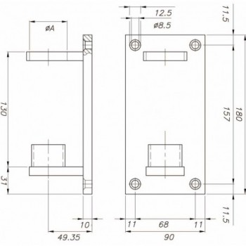 Support de fixation latéral pour montants - tube ø33,7x2,0mm