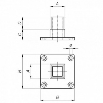 Support de fixation pour tube carré 30x30x2,0mm