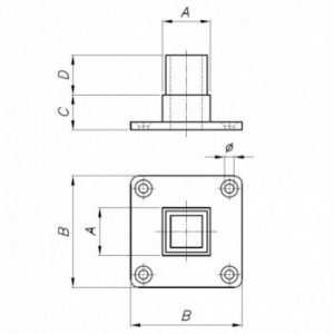 Support de fixation pour tube carré 30x30x2,0mm