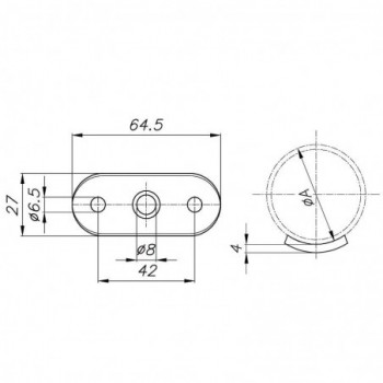 Plaque d'assemblage pour support main-courante - droit - tube ø33,7 à 42,4mm