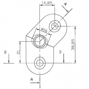 Plaque d'assemblage pour support main-courante - 45°- tube ø33,7 à 42,4mm