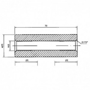 Tige pour support main-courante taraudée M10 - ø25X70mm