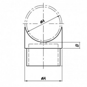 Support main-courante - adaptateur A pour tube ø33,7x2,0mm