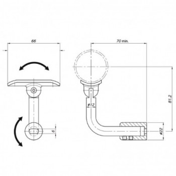 Support main-courante latéral - inclinable -  pour surface plane