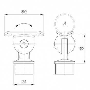 Support inclinable pour main-courante - tube ø40,0x2,0mm