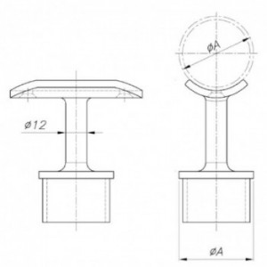 Support main-courante pour tube ø40,0x2,0mm à coller