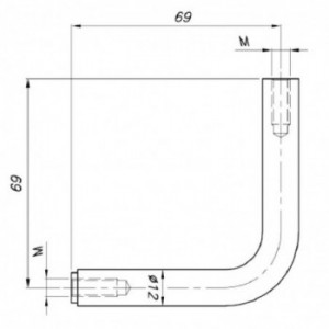 Connecteur diam12mm pour support main-courante - angle droit - taraudé M6