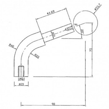 Connecteur pour support main-courante - angle 110° - 90x75mm