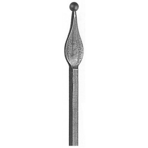 Barreau lance forgé - Section de 14mm - Hauteur 170mm - Boule - Acier brut