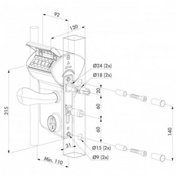 Serrure Locinox à code mécanique - VINCI - pour profils de 30 à 50mm - verte