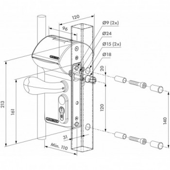 VALENTINO - Serrure en applique à code électronique sur batterie - Argent ZILV - Profil 100mm