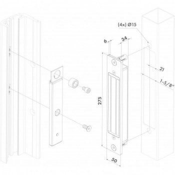 Ventouse électromagnétique, contre-plaque et raccords pour profils N-LINE-B-MAG et N-LINE-S-MAG 