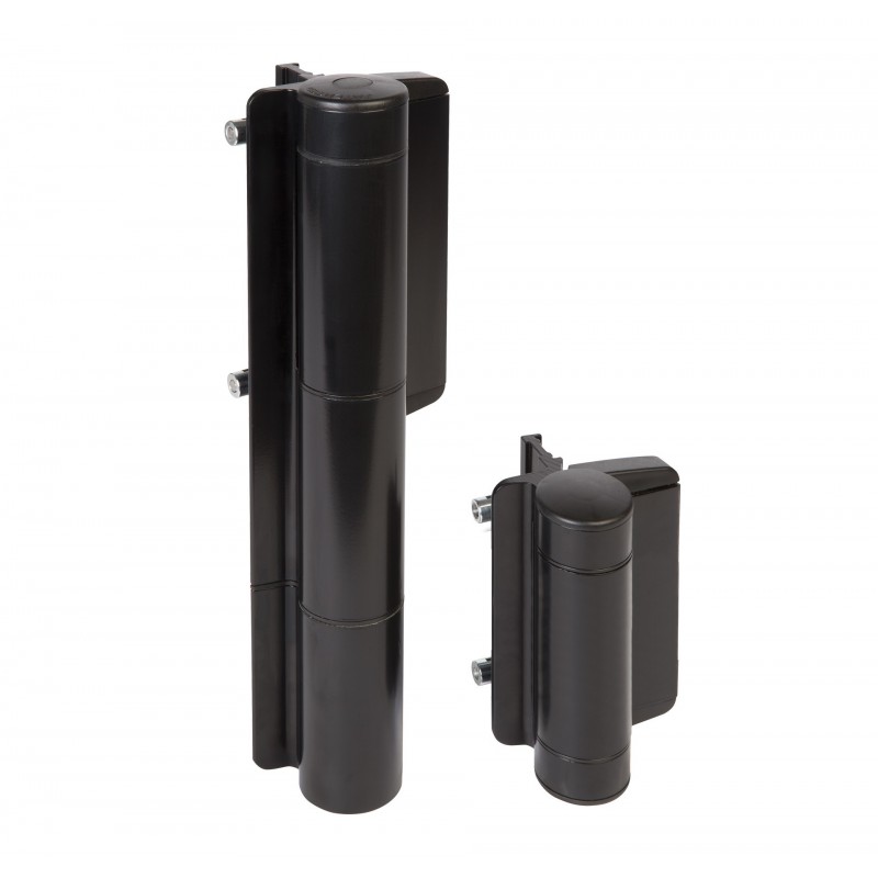 Charnière avec ferme-portail hydraulique 180° pour portails lourds  - RAL 9005 - génération 1