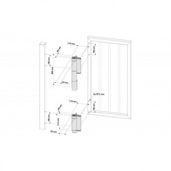 Charnière avec ferme-portail hydraulique 180° pour portails lourds  - Argent