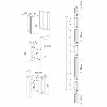 Set avec N-LINE-MAG profile, 2x MAGMAG3000, 3006PULL en RAL 9005