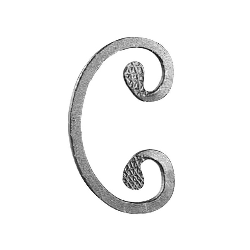 Volute 75x125h - 12x6mm - Finitiion à froid - Pincée  (jusqu'à rupture de stock)