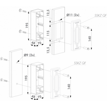 Boîtier en aluminium Locinox pour fixation sur profil plat