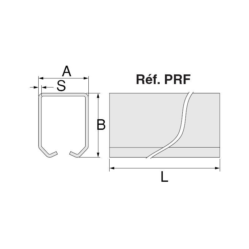 Rail galvanisé pour porte coulissante suspendue - 3m - 33x31mm