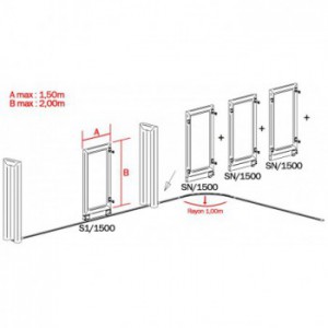 Panneau principal (S1) sur mesures de portail sectionnel - Dimensions max : Hauteur 2m x Largeur 1,5m - Acier brut