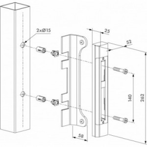 Gâche en applique en acier inoxydable pour serrures à encastrer Locinox - Noire - Locinox