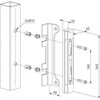 Gâche en applique en acier inoxydable pour serrures à encastrer - en aluminium - Locinox